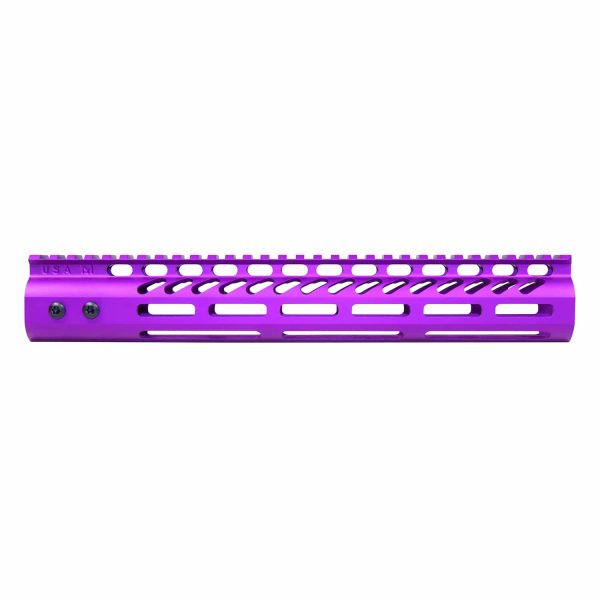 12" Ultra Lightweight Thin M-LOK System Free Floating Handguard With Monolithic Top Rail (Anodized Purple)