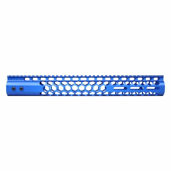 15" Air Lite Series 'Honeycomb' M-LOK Free Floating Handguard With Monolithic Top Rail (Anodized Blue)