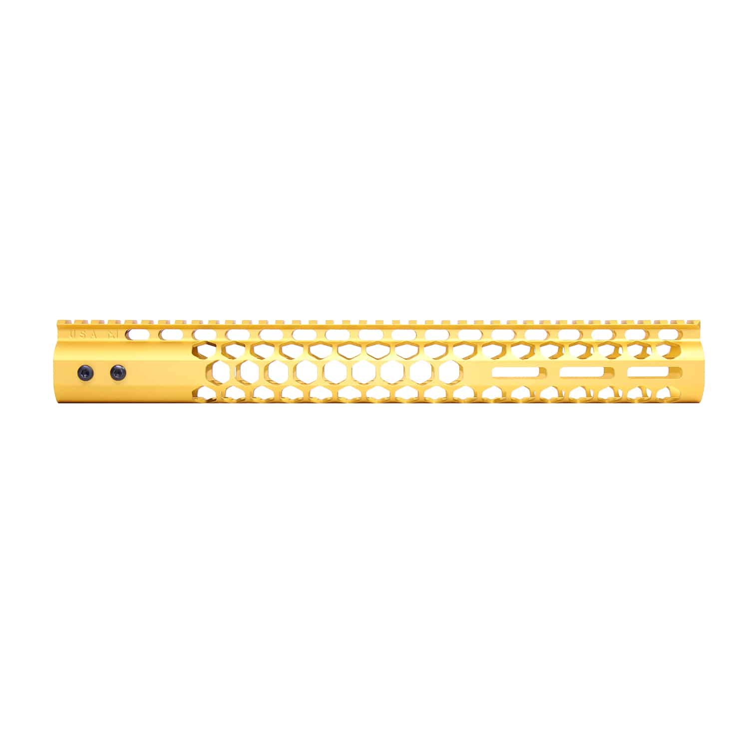 15" Air Lite Series 'Honeycomb' M-LOK Free Floating Handguard With Monolithic Top Rail (Anodized Gold)