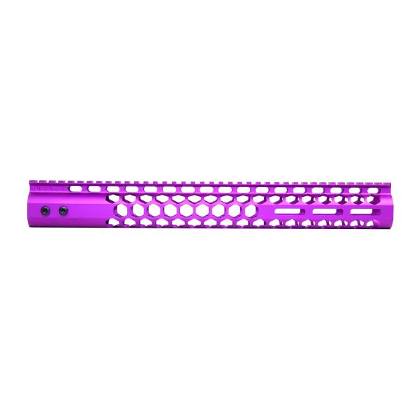 15" Air Lite Series 'Honeycomb' M-LOK Free Floating Handguard With Monolithic Top Rail (Anodized Purple)