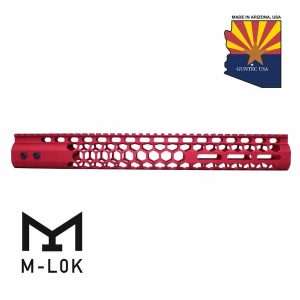 15" Air Lite Series 'Honeycomb' M-LOK Free Floating Handguard With Monolithic Top Rail (Anodized Red)