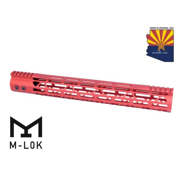 15" Mod Lite Skeletonized Series M-LOK Free Floating Handguard With Monolithic Top Rail (Anodized Red)
