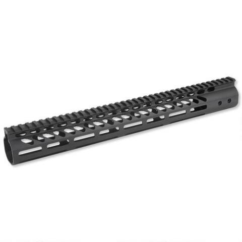 15" Ultra Lightweight Thin M-LOK System Free Floating Handguard With Monolithic Top Rail (Anodized Black)