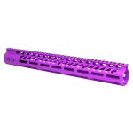 15" Ultra Lightweight Thin M-LOK System Free Floating Handguard With Monolithic Top Rail (Anodized Purple)