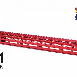 15" Ultra Lightweight Thin M-LOK System Free Floating Handguard With Monolithic Top Rail (Anodized Red)