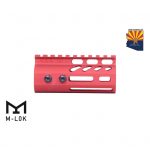 4" Ultra Lightweight Thin M-LOK Free Floating Handguard With Monolithic Top Rail (Anodized Red)