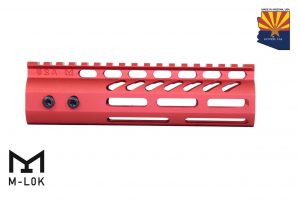 7" Ultra Lightweight Thin M-LOK Free Floating Handguard With Monolithic Top Rail (Anodized Red)