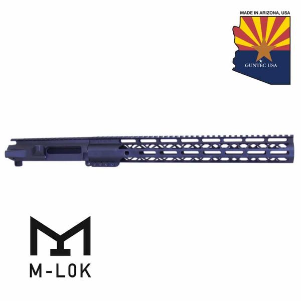 AR-15 Stripped Billet Upper Receiver & 15" AIR LOK Series M-LOK Compression Handguard Combo Set (Anodized Black)