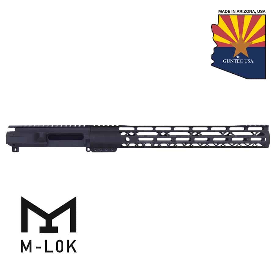 AR-15 Stripped Billet Upper Receiver & 15" AIR-LOK Series M-LOK Compression Handguard Combo Set (Gen 2) (Anodized Black)