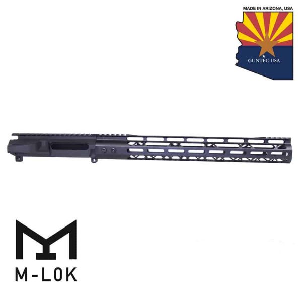 AR-15 Stripped Billet Upper Receiver & 15" Mod Lite Skeletonized Series M-LOK Handguard Combo Set (Anodized Black)