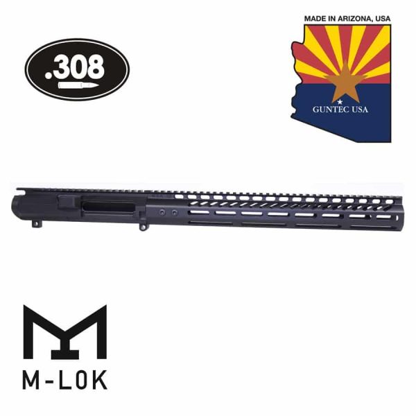 AR .308 Cal Stripped Billet Upper Receiver & 15" Ultralight Series M-LOK Handguard Combo Set (Anodized Black)