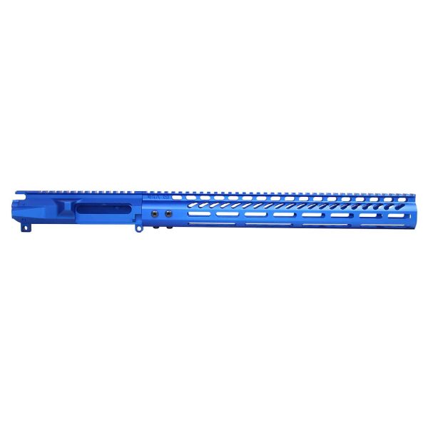 AR-15 Stripped Billet Upper Receiver & 15" Ultralight Series M-LOK Handguard Combo Set (Anodized Blue)