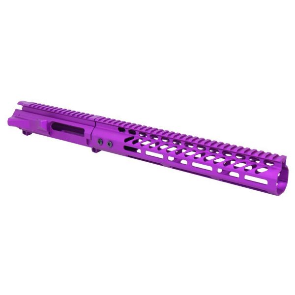 AR-15 Stripped Billet Upper Receiver & 12" Ultralight Series M-LOK Handguard Combo Set (Anodized Purple)