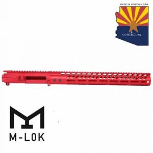 AR-15 Stripped Billet Upper Receiver 15" Ultralight Series M-LOK Handguard Combo Set (Anodized Red)