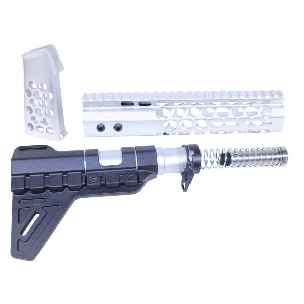 AR-15 Honeycomb Pistol Furniture Set (Anodized Clear)