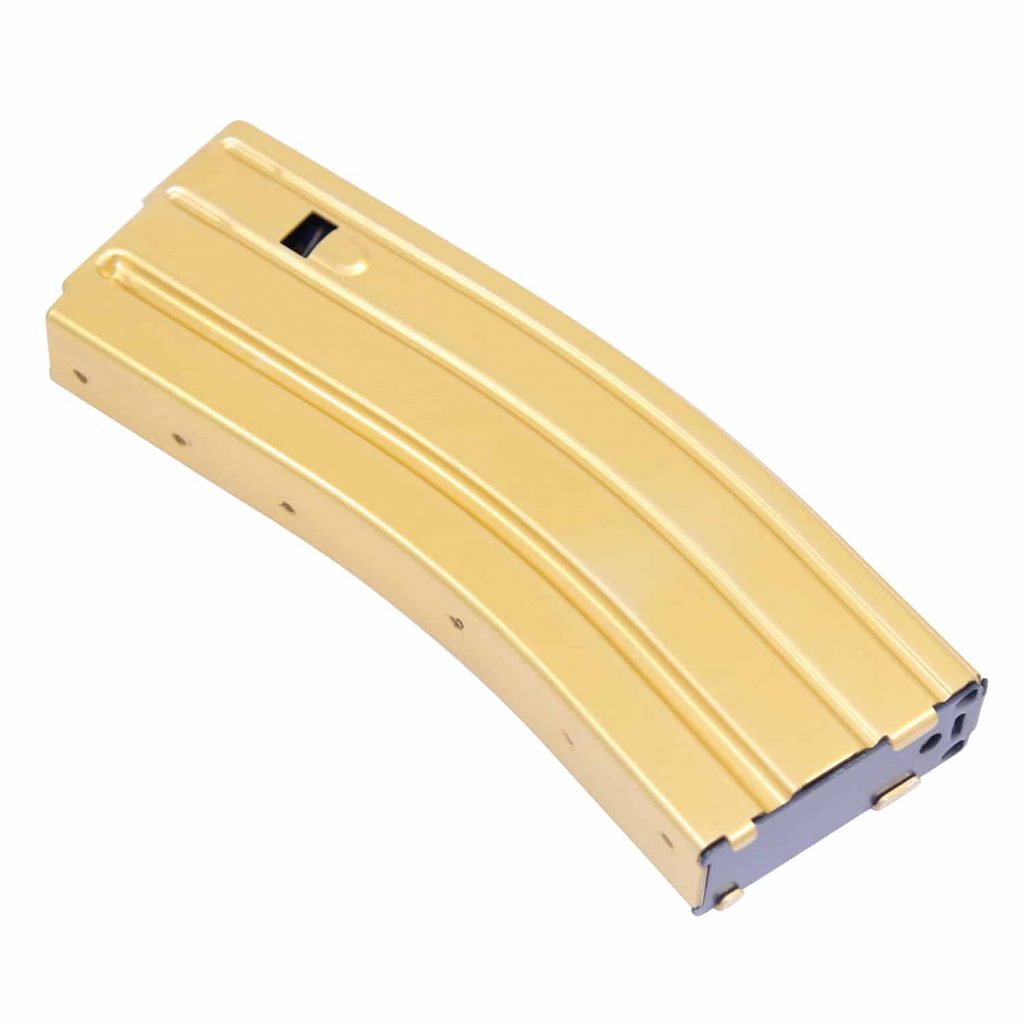 AR 5.56 Cal Aluminum 30 Rnd Mag With Anti-Tilt Follower (Anodized Gold)