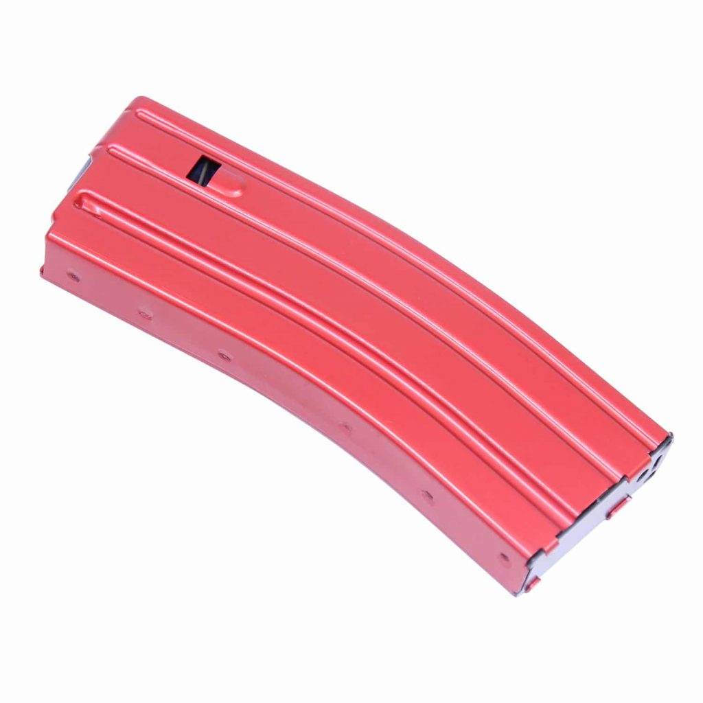 AR 5.56 Cal Aluminum 30 Rnd Mag With Anti-Tilt Follower (Anodized Red)