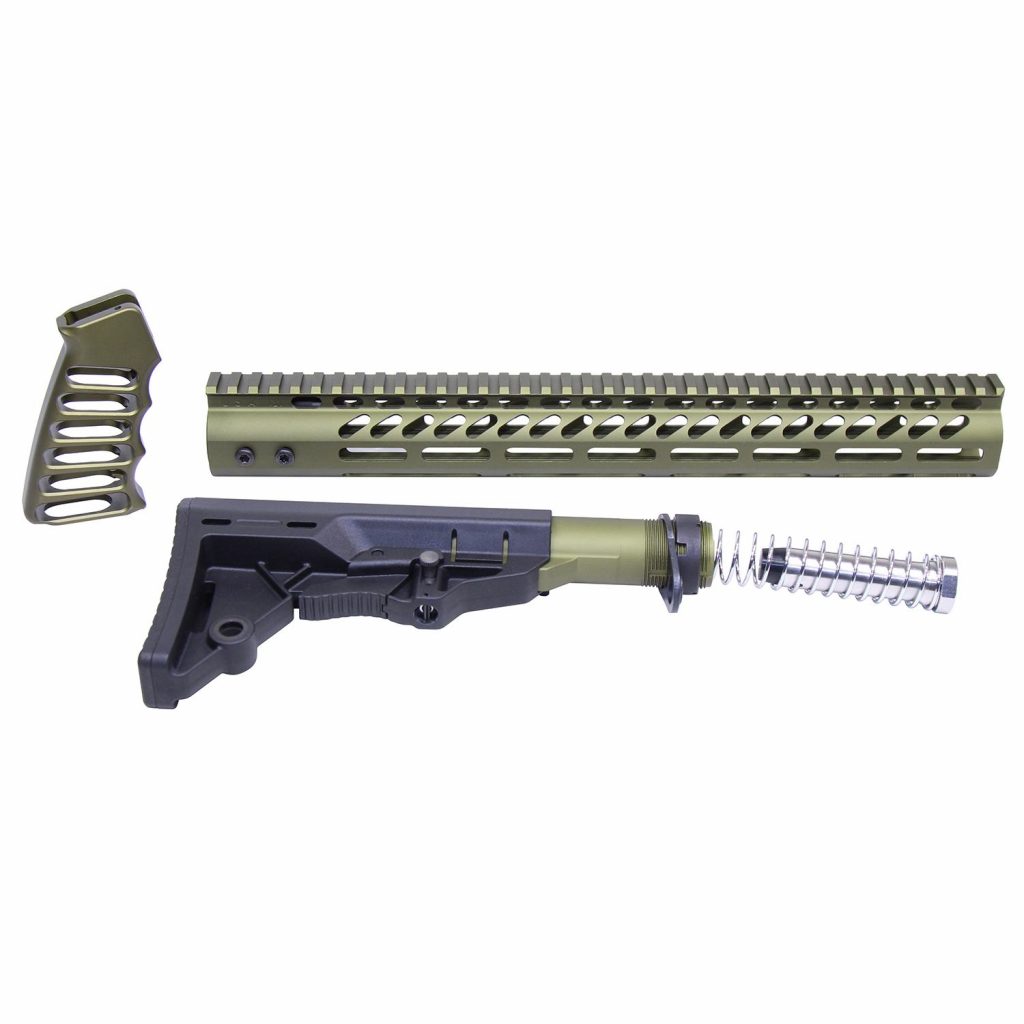 AR-15 Ultralight Series Complete Furniture Set (Anodized Green)