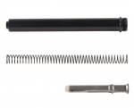 AR-15 A2 rifle stock tube assembly: black tube, steel spring, metal rod on white background.
