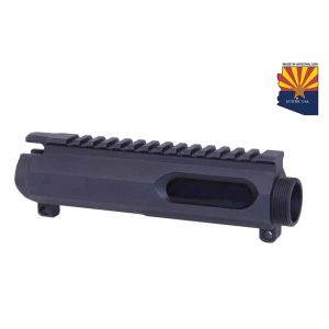 AR-15 9mm billet upper receiver with Picatinny rail and Arizona flag logo.