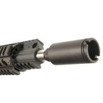 AR-10 Cone Flash Can with tactical rail and precision-engineered muzzle device.