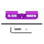 AR-15 Gen 3 purple dust cover kit with 5.56 NATO inscriptions.