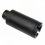AR-15 9mm cone flash can suppressor, matte black finish, precision machined.