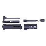 Disassembled AR-15 9mm upper receiver kit with 5-inch AIR-LOK handguard on white background.