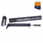 AR-15 AIR Lite series components with Arizona flag, showcasing sleek, modern design.