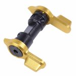 AR-15 gold anodized ambidextrous short throw safety lever.
