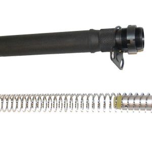 AR-15 buffer tube and recoil spring kit for stabilizing brace, anodized black.