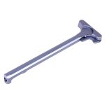 AR-15 anodized grey charging handle, durable and ergonomic design.