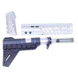 AR-15 Honeycomb Pistol Furniture Set in Anodized Clear Finish.