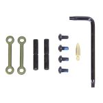 AR-15 anti-rotation pin set with green anodized finish and assembly tools.