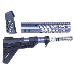 AR-15 Honeycomb Pistol Set in Anodized Grey with accessories.