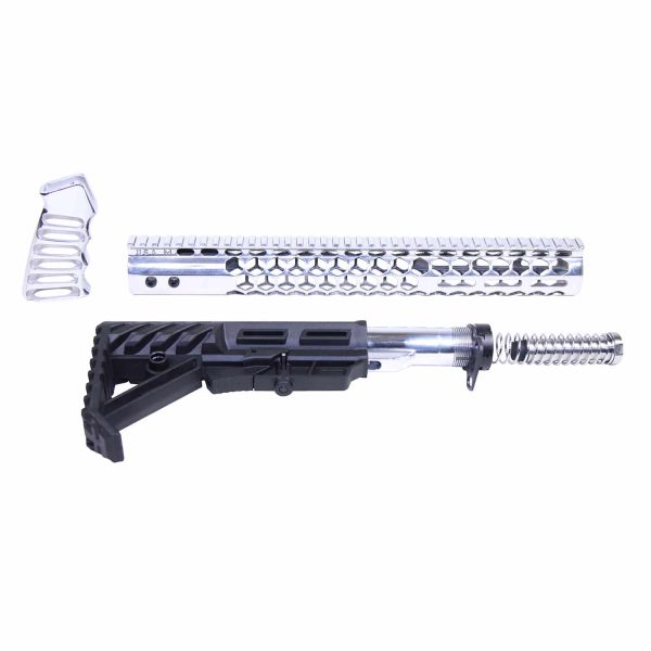 AR-15 High Polish Honeycomb M-LOK Furniture Set with Handguard and Stock.