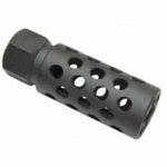 Guntec USA AR-15 black anodized compact multi-port muzzle brake.