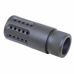 AR-15 OD Green Muzzle Brake with Multi-Port Design for Recoil Reduction.