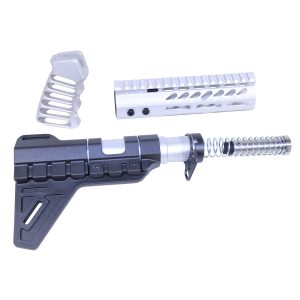 AR-15 pistol furniture set with micro breach brace, clear anodized finish.