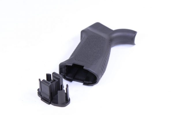 AR-15 Tactical Assault Polymer Grip with ergonomic design and storage capability.