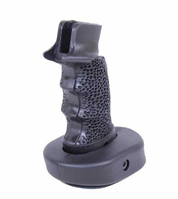 AR-15 tactical sniper grip with ergonomic design and textured surface for enhanced control.