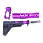 AR-15 Ultra Pistol Furniture Set in Anodized Purple with Ergonomic Design.