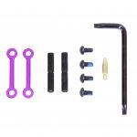 AR-15 purple anti-rotation pin set with tools and components.