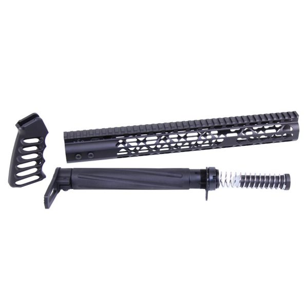 AR-15 AIR Lite Skeletonized furniture set with handguard, buffer tube, and grip.