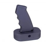 AR-15 Gen 2 Sniper Grip in tactical grey, displayed on a matching stand.