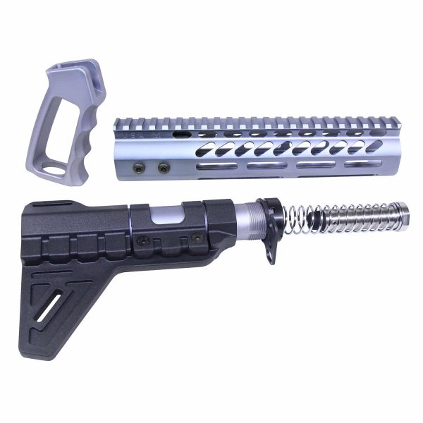 Guntec USA AR-15 Ultra Pistol Furniture Set in Anodized Grey.