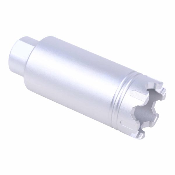 AR-15 Trident Flash Can with Glass Breaker, Anodized Clear Finish.