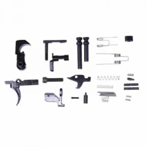 AR-308 lower parts kit displayed, includes trigger and safety components.