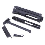 AR-15 billet upper receiver kit with components on white background.