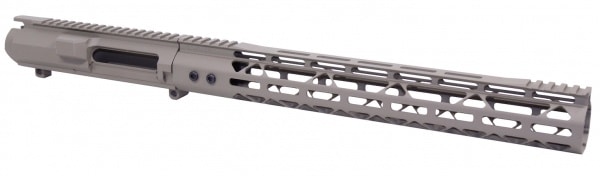 AR .308 Billet Upper Receiver with 15 M-LOK Skeletonized Handguard in Flat Dark Earth.